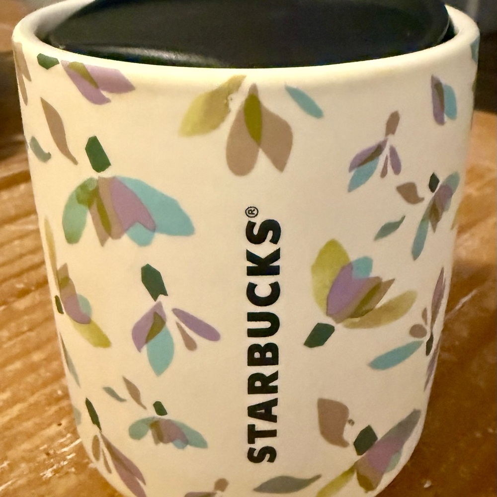 Starbucks 2023 Floating Snowdrops ceramic travel cup/mug 8oz